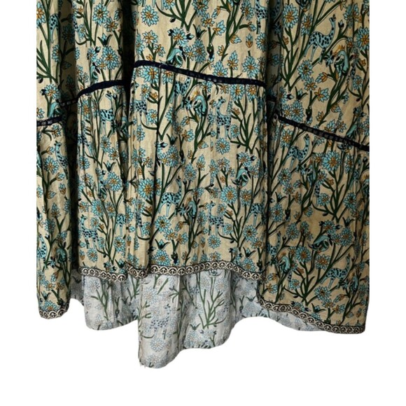 La Plage 100% Cotton V Neck Novelty Giraffe Bird Print Midi Dress - Picture 6 of 9